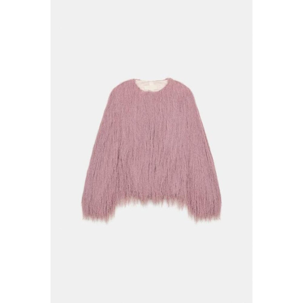 ZARA FRINGED BOMBER JACKET - Picture 7 of 9